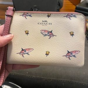 Small Coach Shark Print Wristlet